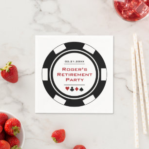Casino Schwarz-weißer Poker Chip Rente Party Serviette