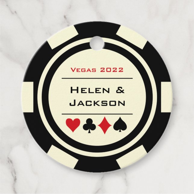 Casino Schwarz-weißer Poker Geschenkanhänger (Vorderseite)