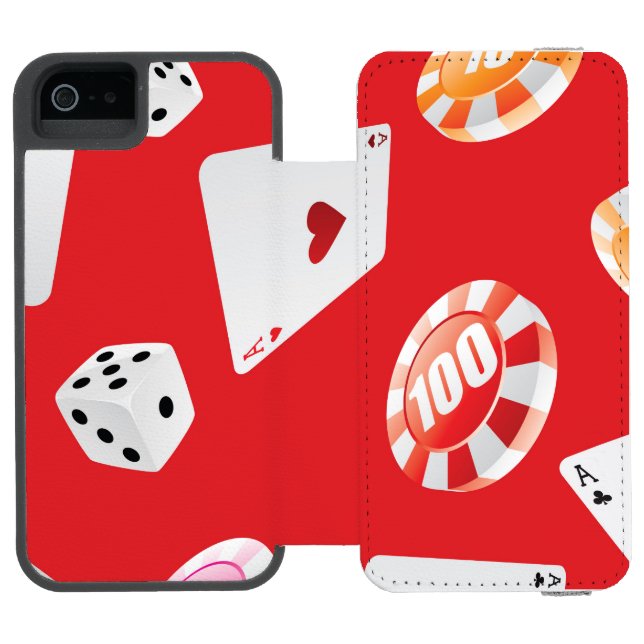 Casino, Spiele Zubehör Muster 5 Incipio iPhone Geldbeutel-Hülle (Folio Geöffnet)