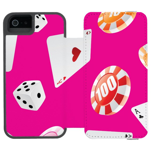 Casino, Spiele Zubehör Muster 7 Incipio iPhone Geldbeutel-Hülle (Folio Geöffnet)