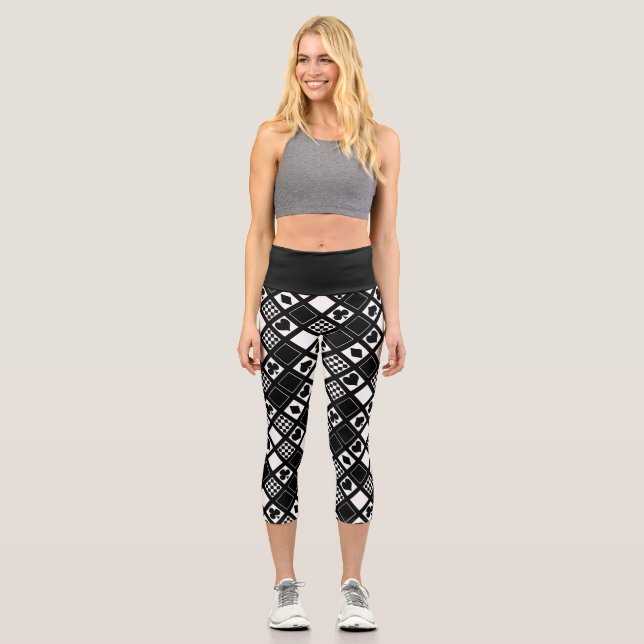 Casino Spielkarten Anzug Rodelbahn mit Aussicht Capri Leggings (Vorderseite)