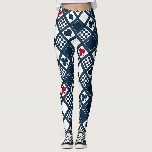 Casino Spielkarten Anzug Rodelbahn mit Aussicht Leggings (Vorderseite)