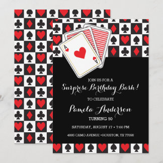 Casino Spielkarten Geburtstag Einladung