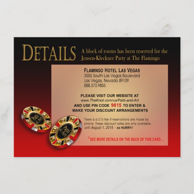 Casino Style 4.5" x 6.25" Details Card (PJ) Begleitkarte (Vorderseite)