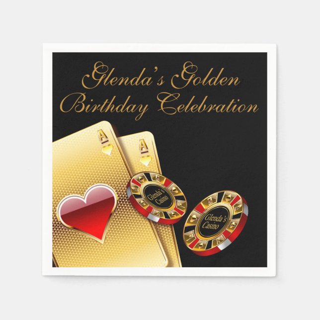 Casino Style Party FRAGTE MIR, NAMEN IN CHIPS ZU S Serviette (Vorderseite)
