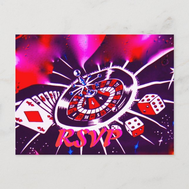 Casino Thema Hochzeit Einladung UAWG (Vorderseite)