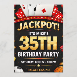 Casino Theme Birthday Invitation Card Einladung