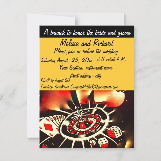 Casino Theme Brunch für Braut und Freude Einladung (Vorderseite)