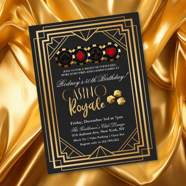 Casino Vegas Black and Gold Einladung zum Geburtst (Von Creator hochgeladen)
