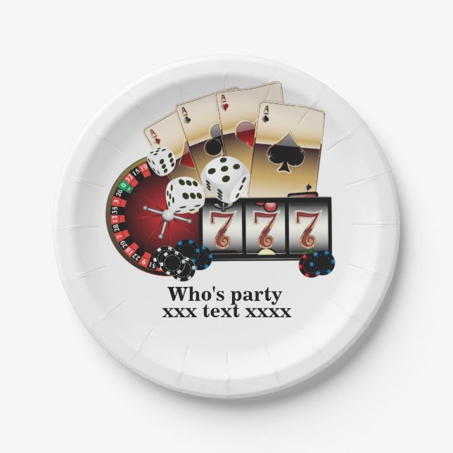 Casino, Vegas, Poker, Glücksspiel, Erwachsene Pappteller (Vorderseite)