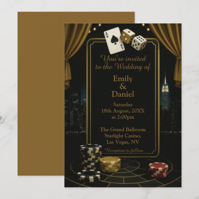 Casino Vegas Wedding Einladung (Vorne/Hinten)