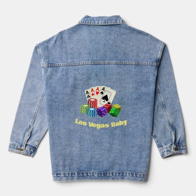 Casino-Würfel, Poker-Chips, Spielkarten Jeansjacke (Rückseite)