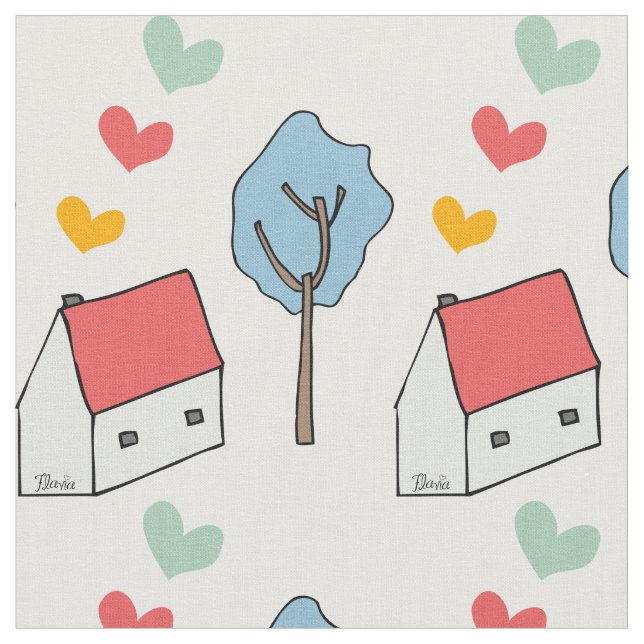 Casita corazones stoff (Nahaufnahme)