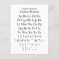 Caslon Roman - Zazzle Schriftart Sampler Sheet