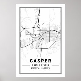 Casper Wyoming USA City Travel City Map Poster