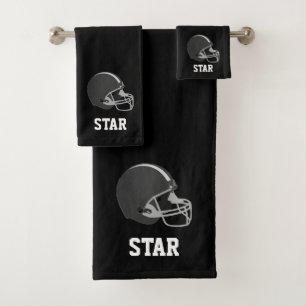 Casque de football américain & texte sur fond noir