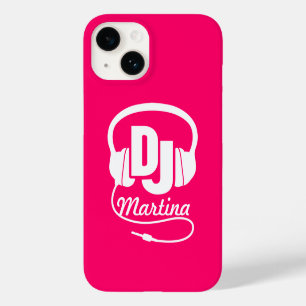Casque DJ fille nommé rose & blanc coque iphone
