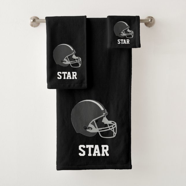 Casque et texte de football américain en noir (En situation)