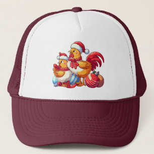 Casquette С de Noël poulets, poulets de Noël de la ferme de 