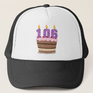 Casquette 106 ans sur le gâteau d'anniversaire