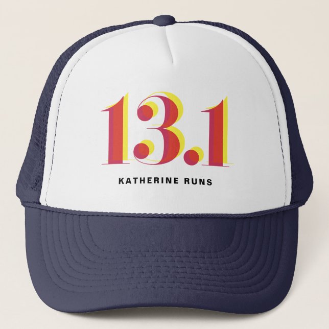 Casquette 13.1 Moitié du marathon qui tourne du texte rouge  (Devant)