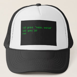 Casquette 1980's style computer font programming "Hello Worl