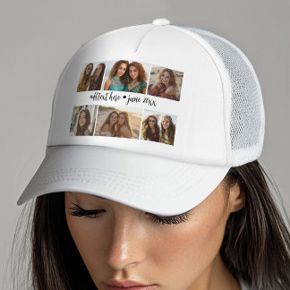 Casquette 6 Grille de collage photo - Texte personnalisé bla