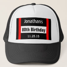 80e anniversaire Noir avec cadre rouge personnalis