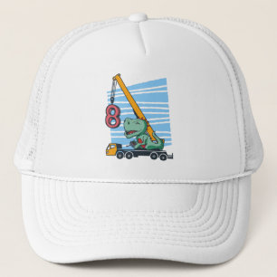 Casquette 8 ans 8e anniversaire grue mobile dinosaure