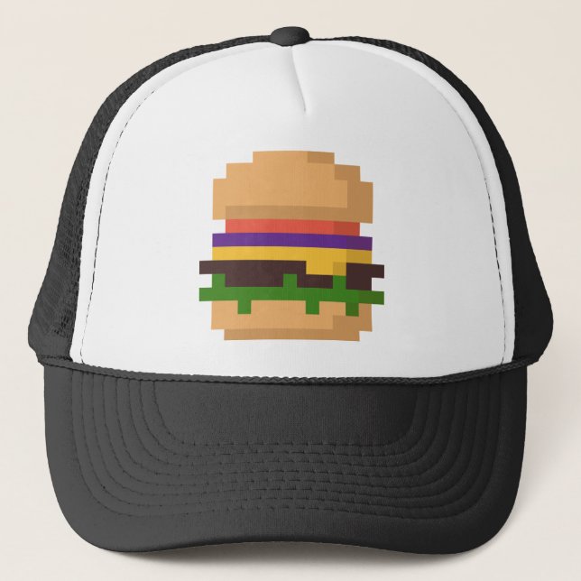 casquette à 8 bits d'hamburger (Devant)