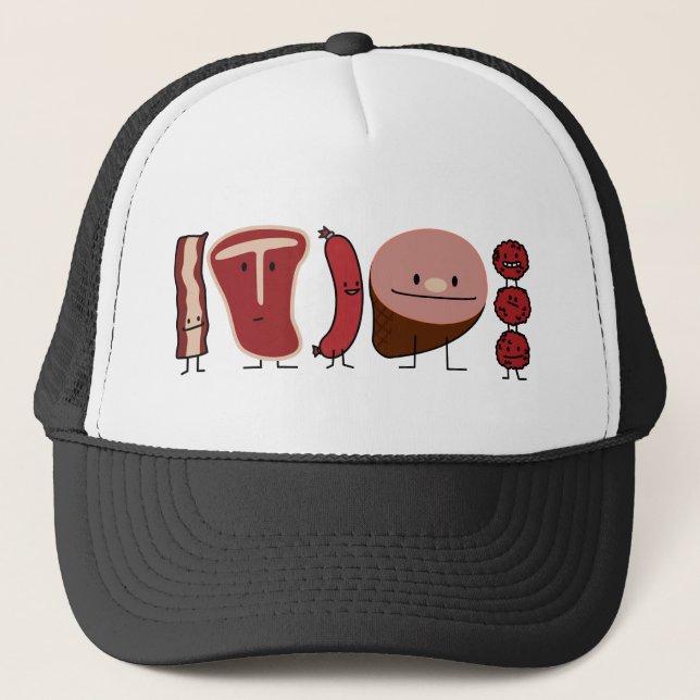 Casquette À l'os de famille de viande, saucisse, boulettes (Devant)