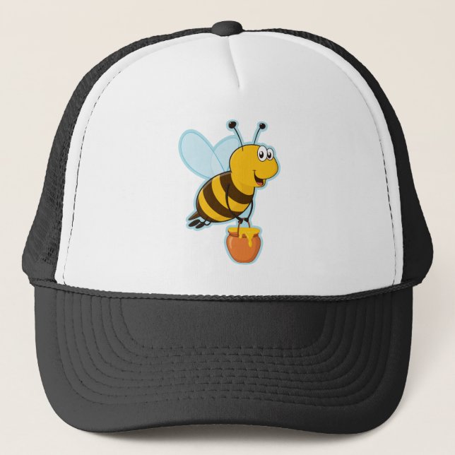 Casquette Abeille de miel et pot heureux de miel (Devant)