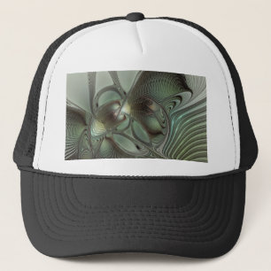 Casquette Abstrait Olive Sage Vert Gris Art Fractal Fantasti