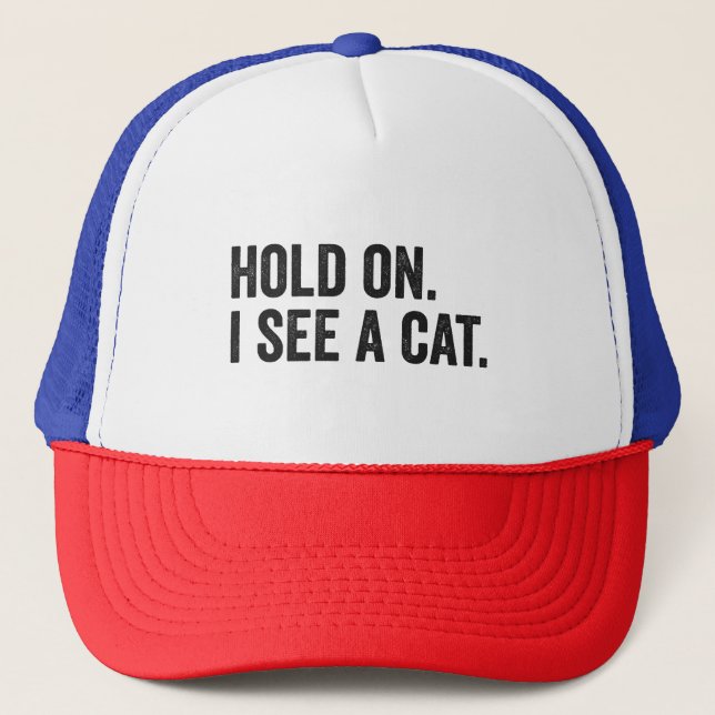 Casquette Accroche-toi je vois un chat Drôle Amoureux des ch (Devant)