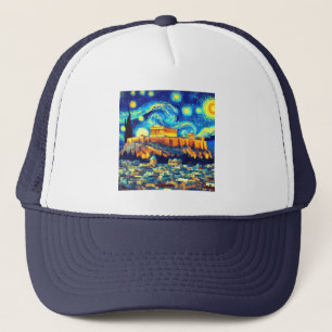Casquette Acropole nocturne étoilée Athènes Grèce