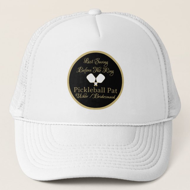 Casquette Activité de weekend de mariage Pickleball Or & Bla (Devant)