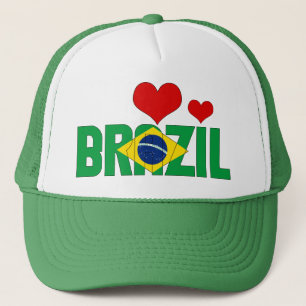 Casquette Adorable Brésil Coeurs Drapeau Patriotique