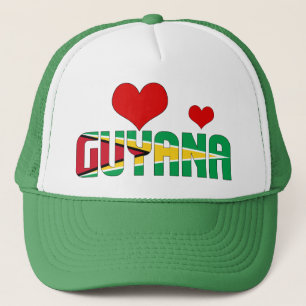 Casquette Adorable Guyana Coeurs Drapeau Patriotique