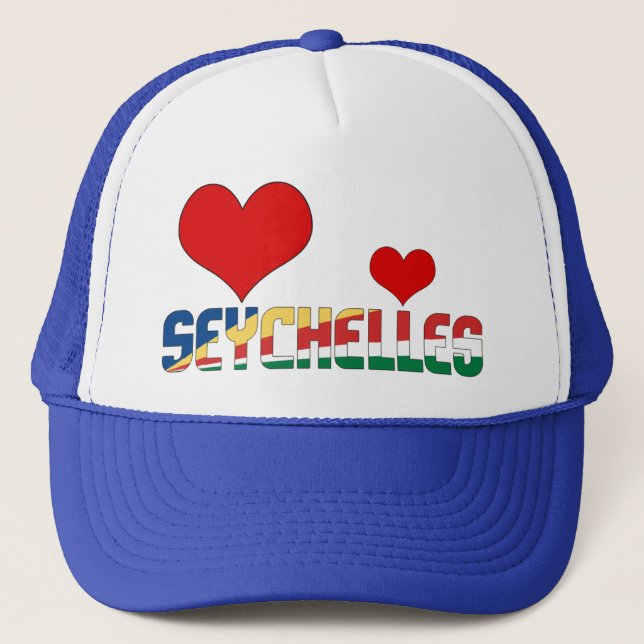 Casquette Adorable Seychelles Coeurs Drapeau Patriotique (Devant)