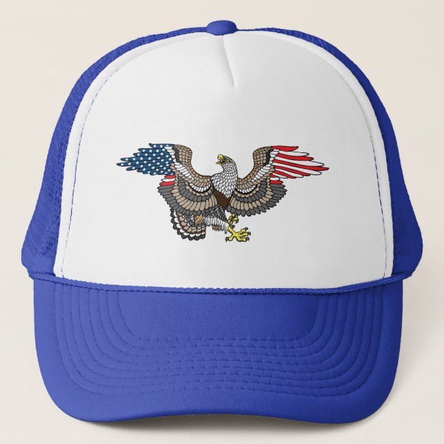 Casquette Aigle avec Drapeau américain Ailes Trucker Chapeau (Devant)