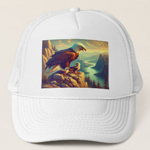 Casquette Aigle Majestueux Capturant Une Truite Du Lac 7"x5"