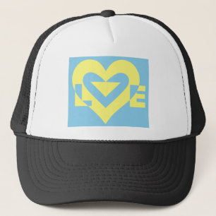 Casquette Aimer jaune sur bleu