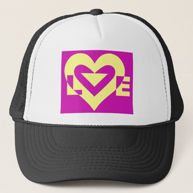 Casquette Aimer Jaune sur violet (Devant)