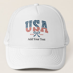 Casquette Ajoutez Votre Texte Étoiles et Bandes USA Fête de