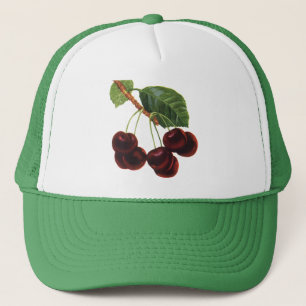 Casquette Aliments vintages de fruits, Cerises mûres d'un ar