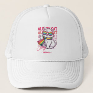 Casquette Ally Cat - Cute White Cat LGBTQ Pride
