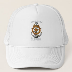 Casquette Amelia Island Florida Vacation Nautical Anchor Hel