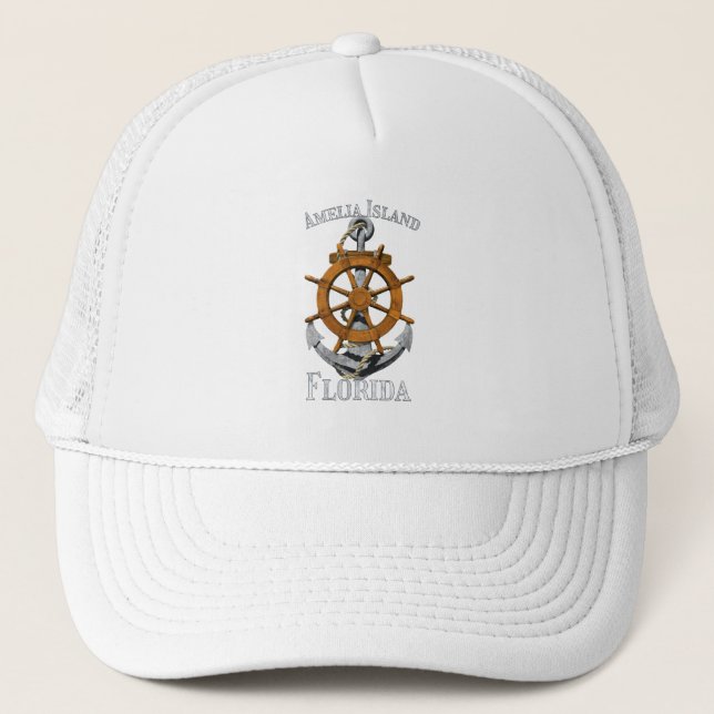 Casquette Amelia Island Floride Vacances Ancres nautiques He (Devant)