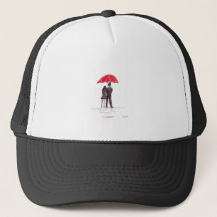 Casquette Amour couple avec parapluie rouge couple romantiqu