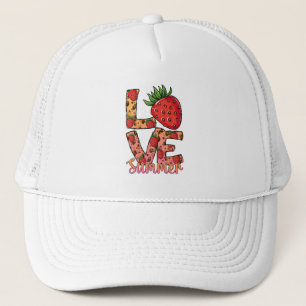Casquette Amour et été Rose et Brown Fraise fraîche